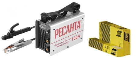 фото набор ресанта сварочный аппарат саи 160 +электроды для сварки ок 46.00 ф 4,0мм